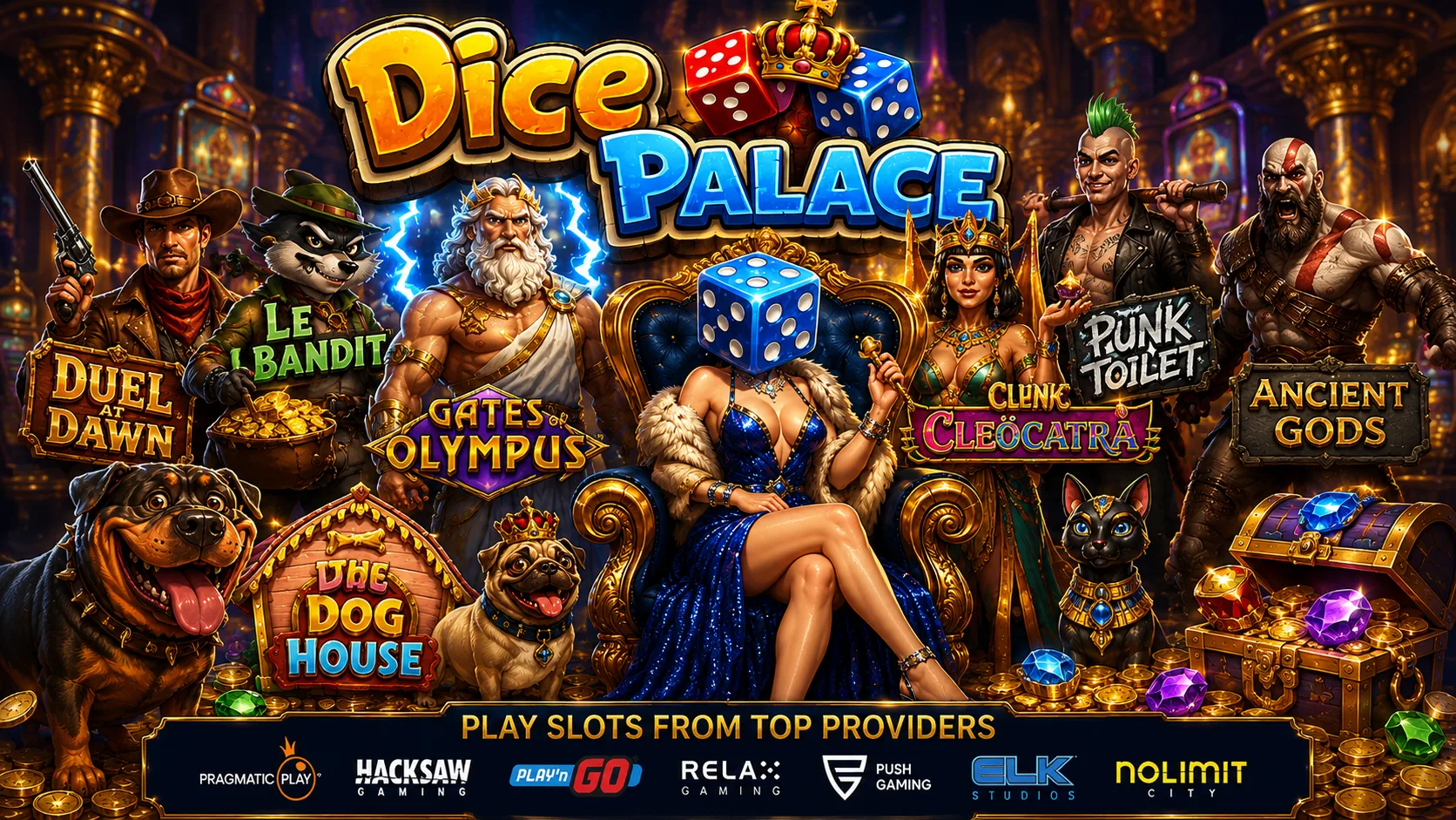 Dice Palace lobby — play slots from top providers and bet on sports